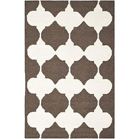 Safavieh 5 x 8 ft. Medium Rectangle Contemporary Dhurries- Brown and Ivory- Flatweave Rug DHU624C-5